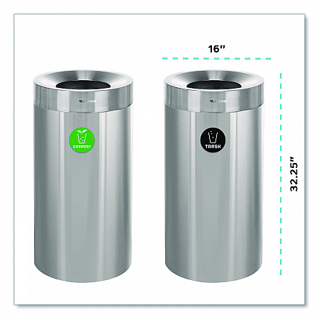 27 Gallon Stainless Steel Compost Bin and Trash Can, Brushed Stainless Steel (ALP47527COT)