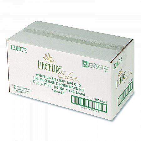 Dinner Napkins, 17 x 17, White, 1/8 Fold, 300/Carton (120072)