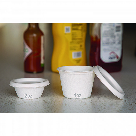 Molded Fiber Portion Cups, 2 oz, Sugarcane, White, 2,500/Carton (EPSPC2)