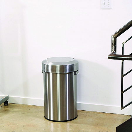 Swing Top Trash Can, 17 gal, Stainless Steel, Silver (HLS17FTS)