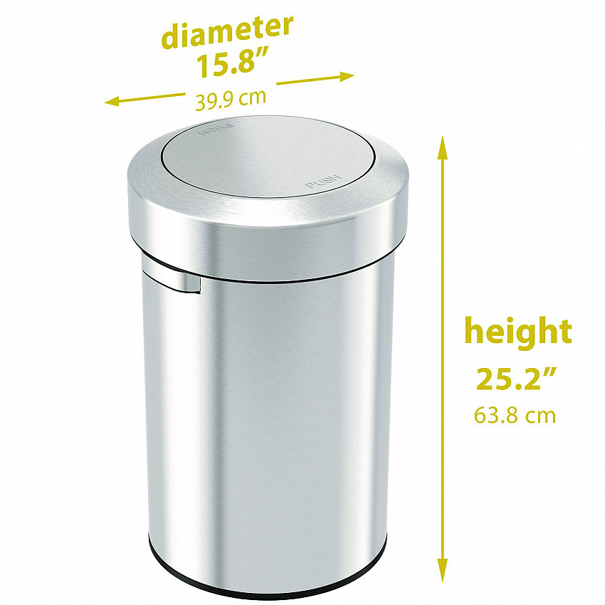 Swing Top Trash Can, 17 gal, Stainless Steel, Silver (HLS17FTS)