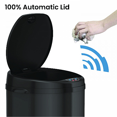 Sensor Trash Can, 8 gal, Plastic/Stainless Steel, Black (HLS08RB)