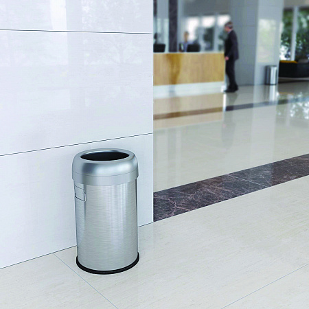 Open Top Trash Can, 13 gal, Plastic/Stainless Steel, Silver (HLS13STR)