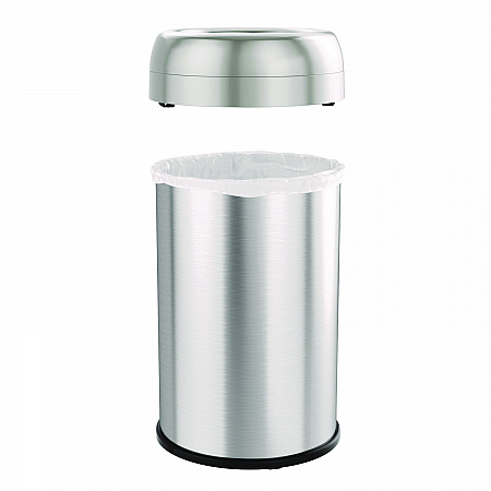 Open Top Trash Can, 13 gal, Plastic/Stainless Steel, Silver (HLS13STR)
