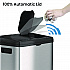 Dual Compartment Sensor Recycle Bin and Trash Can with Wheels, 16 gal, Plastic/Stainless Steel, Silver/Black (HLS16DCSS)