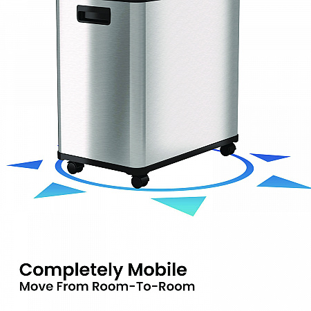 Dual Compartment Sensor Recycle Bin and Trash Can with Wheels, 16 gal, Plastic/Stainless Steel, Silver/Black (HLS16DCSS)