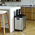 Dual Compartment Sensor Recycle Bin and Trash Can with Wheels, 16 gal, Plastic/Stainless Steel, Silver/Black (HLS16DCSS)