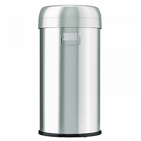 Open Top Trash Can, Round, 16 gal, Plastic/Stainless Steel, Silver (HLS16STR)