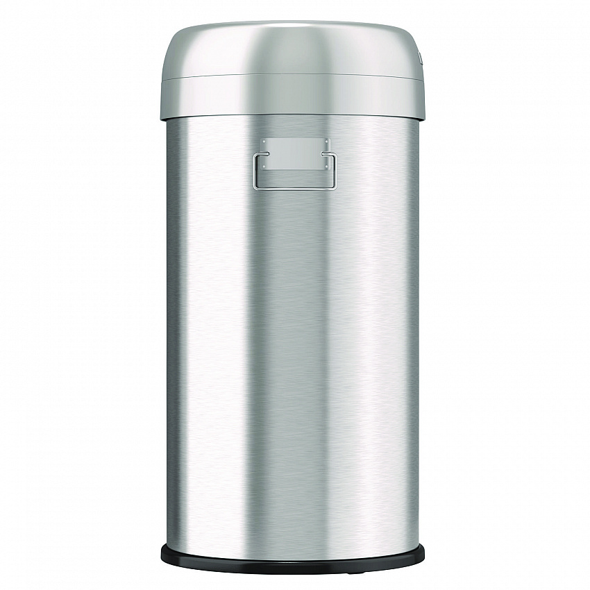 Open Top Trash Can, Round, 16 gal, Plastic/Stainless Steel, Silver (HLS16STR)