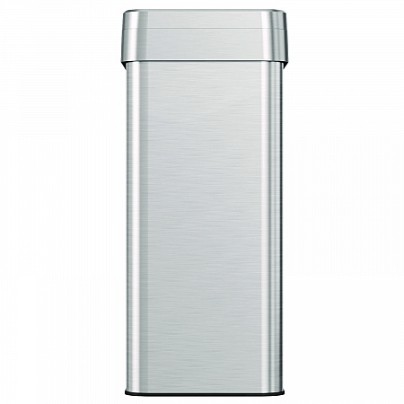 Open Top Trash Can, Rectangular, 16 gal, Plastic/Stainless Steel, Silver (HLS16UOT)