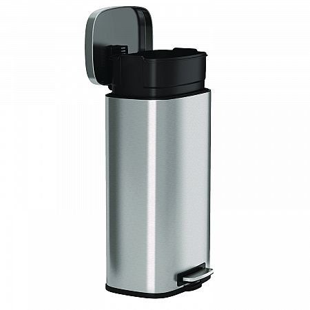 Fire-Resistant Step Pedal Trash Can, 8 gal, Plastic/Stainless Steel, Silver (HLSS08RFR)