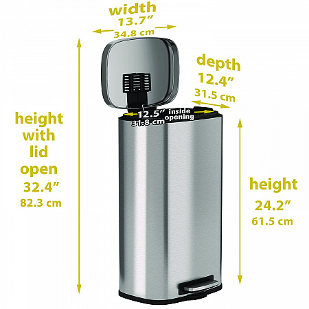 Fire-Resistant Step Pedal Trash Can, 8 gal, Plastic/Stainless Steel, Silver (HLSS08RFR)