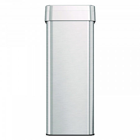 Open Top Trash Can, Rectangular, 18 gal, Plastic/Stainless Steel, Silver (HLS18UOT)