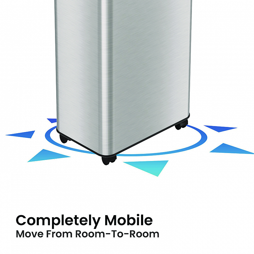 Open Top Trash Can with Wheels, 18 gal, Plastic Stainless Steel, Silver (HLS18UOTM)