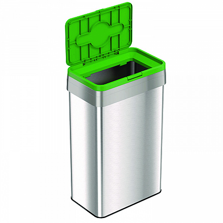 Open Top Compost Bin with Color-Coded Lid, 21 gal, Plastic/Stainless Steel, Silver/Green (HLS21UOTCOP)