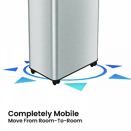 Open Top Trash Can with Wheels, 21 gal, Plastic/Stainless Steel, Silver (HLS21UOTM)