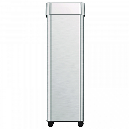 Open Top Trash Can with Wheels, 21 gal, Plastic/Stainless Steel, Silver (HLS21UOTM)