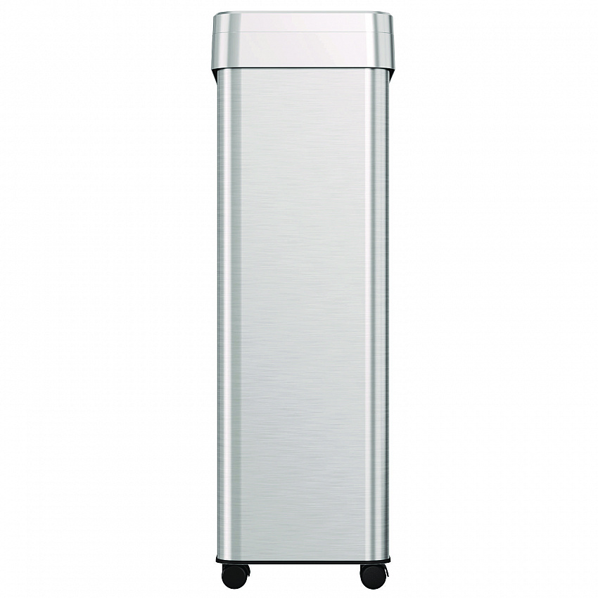 Open Top Trash Can with Wheels, 21 gal, Plastic/Stainless Steel, Silver (HLS21UOTM)