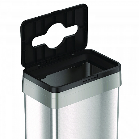 Open Top Trash Bin with Wheels and Color-Coded Lid, 21 gal, Plastic/Stainless Steel, Silver/Black (HLS21UOTMTRS)