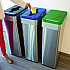 Open Top Trash Can/Recycle Bin/Compost Bin w/Color-Coded Lids Set, 21 gal, Plastic/Stainless Steel, Silver/Black/Blue/Green (HLS21UOTTRIO)