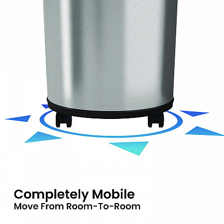 Extra-Large Sensor Trash Can with Wheels, 23 gal, Plastic/Stainless Steel, Silver/Black (HLS23RC)