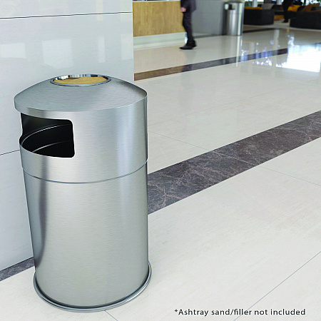 Extra-Large Dual Side-Entry Trash Can, Indoor, 50 gal, Stainless Steel, Silver (HLS50DSI)