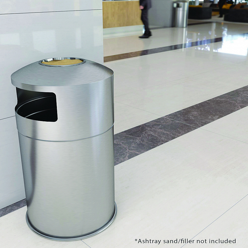 Extra-Large Dual Side-Entry Trash Can, Indoor, 50 gal, Stainless Steel, Silver (HLS50DSI)