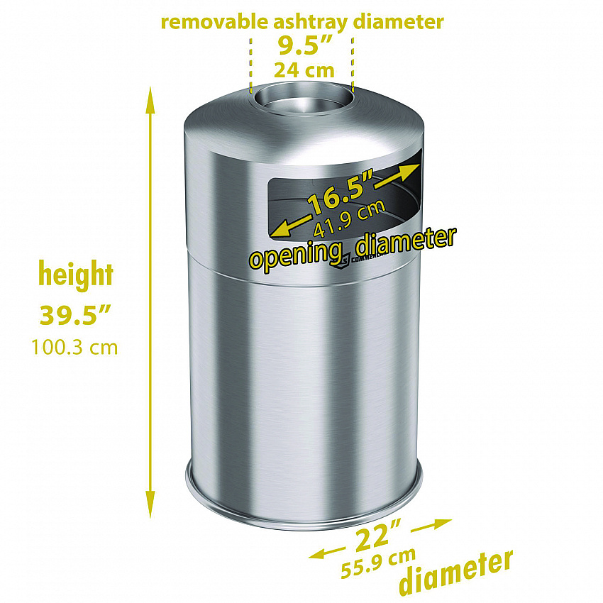 Extra-Large Dual Side-Entry Trash Can, Indoor, 50 gal, Stainless Steel, Silver (HLS50DSI)