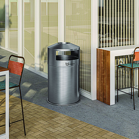 Extra-Large Dual Side-Entry Trash Can, Outdoor, 50 gal, Stainless Steel, Silver (HLS50DSO)