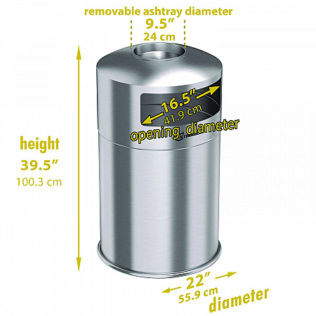 Extra-Large Dual Side-Entry Trash Can, Outdoor, 50 gal, Stainless Steel, Silver (HLS50DSO)