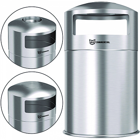 Extra-Large Dual Side-Entry Trash Can, Outdoor, 50 gal, Stainless Steel, Silver (HLS50DSO)