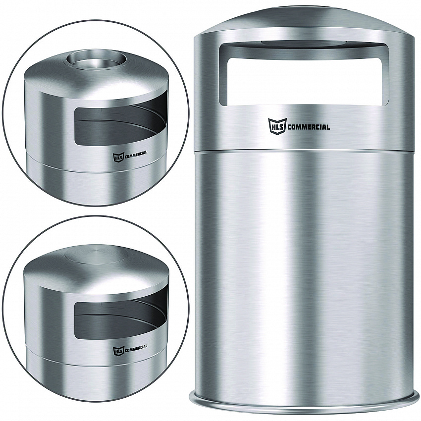 Extra-Large Dual Side-Entry Trash Can, Outdoor, 50 gal, Stainless Steel, Silver (HLS50DSO)