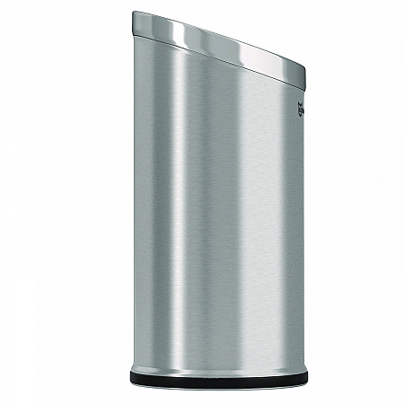Beveled Open Top Trash Can, 15 gal, Stainless Steel, Silver (HLSC04G15A)
