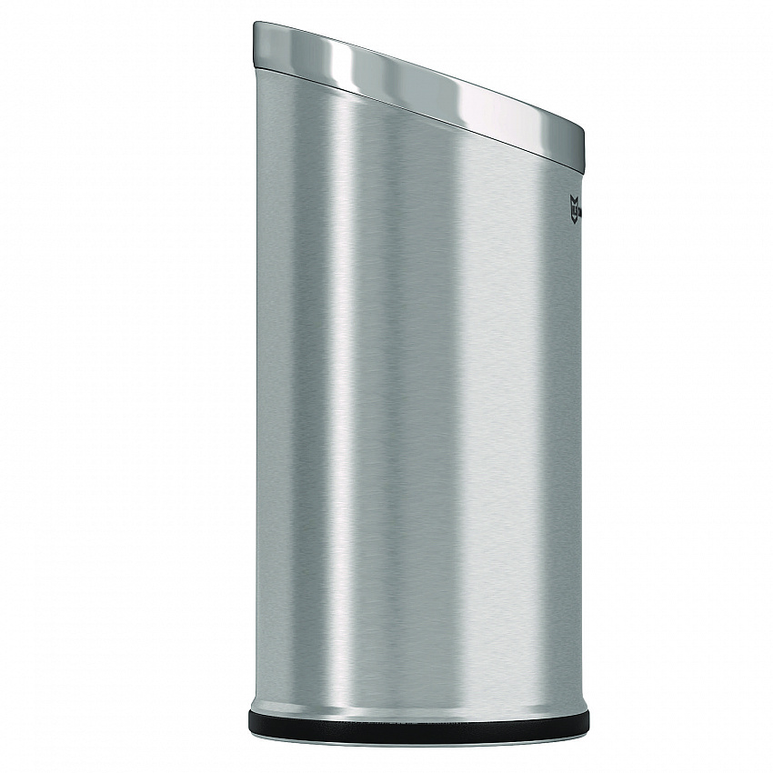 Beveled Open Top Trash Can, 15 gal, Stainless Steel, Silver (HLSC04G15A)