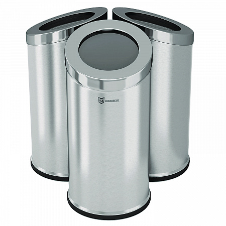 Beveled Open Top Trash Can, 15 gal, Stainless Steel, Silver (HLSC04G15A)