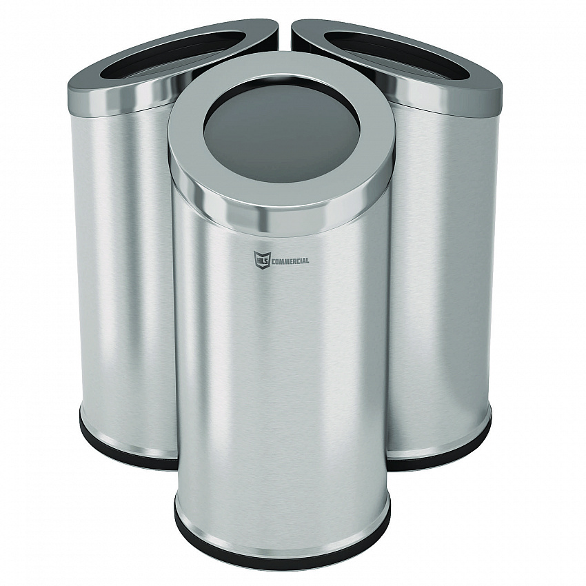 Beveled Open Top Trash Can, 15 gal, Stainless Steel, Silver (HLSC04G15A)