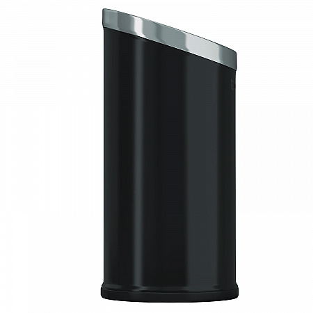 Beveled Open Top Trash Can, 15 gal, Stainless Steel, Black (HLSC04G15B)