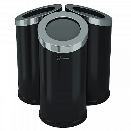 Beveled Open Top Trash Can, 15 gal, Stainless Steel, Black (HLSC04G15B)