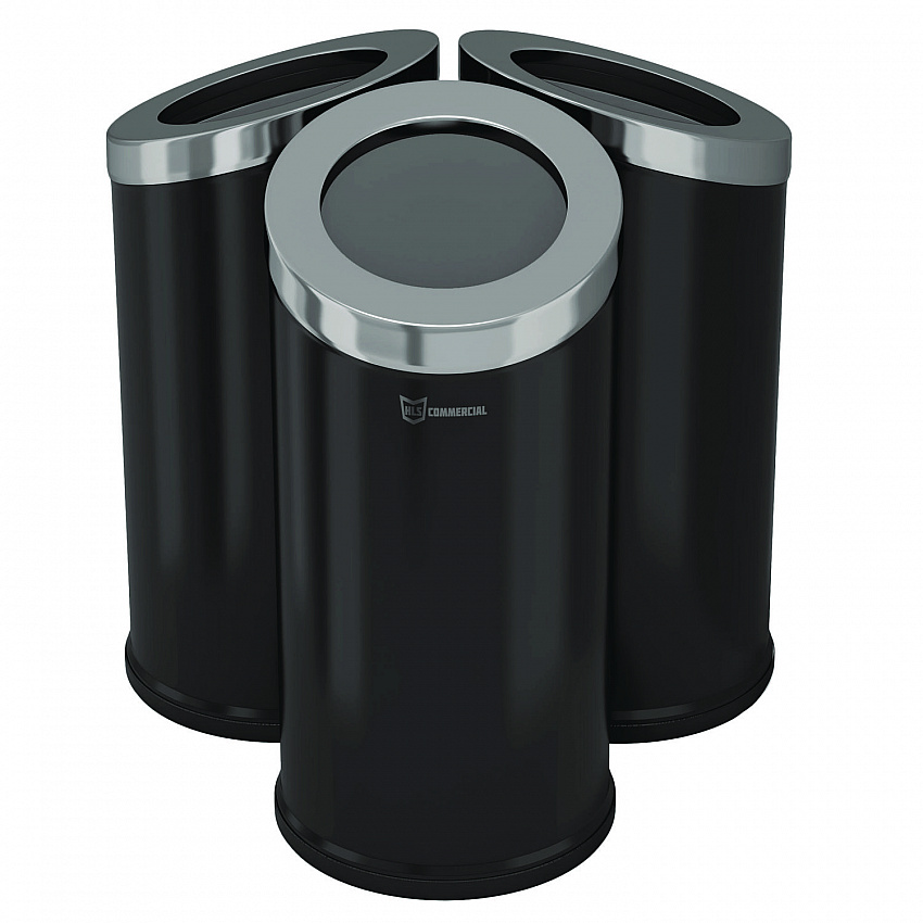Beveled Open Top Trash Can, 15 gal, Stainless Steel, Black (HLSC04G15B)