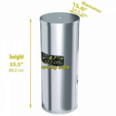 Side-Entry Trash Can with Gym Wipe Dispenser, 9 gal, Stainless Steel, Silver (HLSC09WSR)