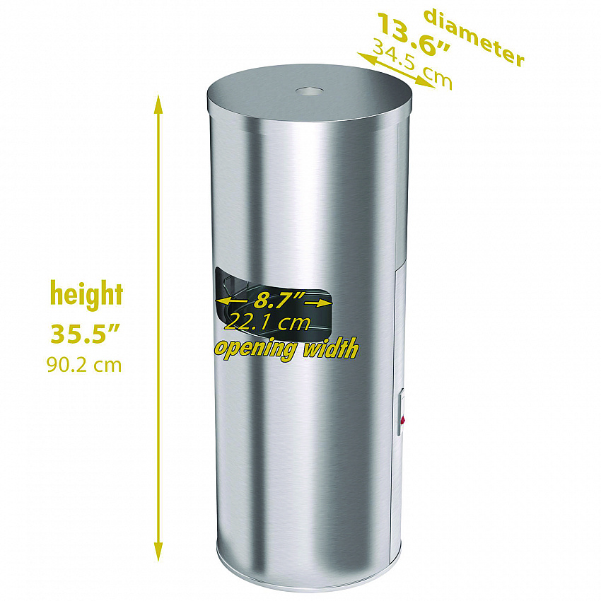 Side-Entry Trash Can with Gym Wipe Dispenser, 9 gal, Stainless Steel, Silver (HLSC09WSR)