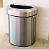 Open Top Trash Can, Half-Round, 18 gal, Plastic/Stainless Steel, Silver (HLS18DOT)