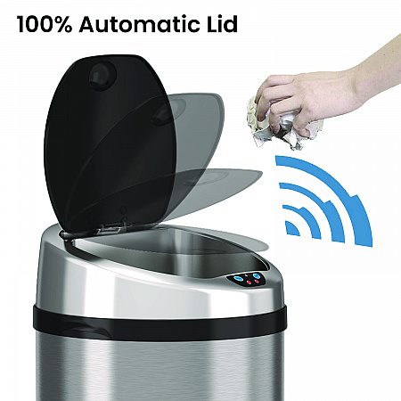 Sensor Trash Can, 8 gal, Plastic/Stainless Steel, Silver (HLS08RCB)