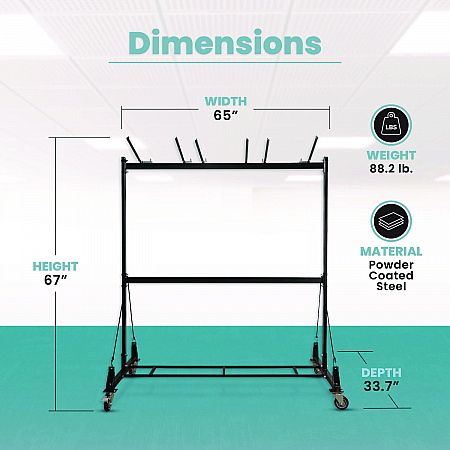 Folding Chair and Table Combo Cart, Metal, 600 lb Capacity, 33.7 x 65 x 67, Black (I69001)