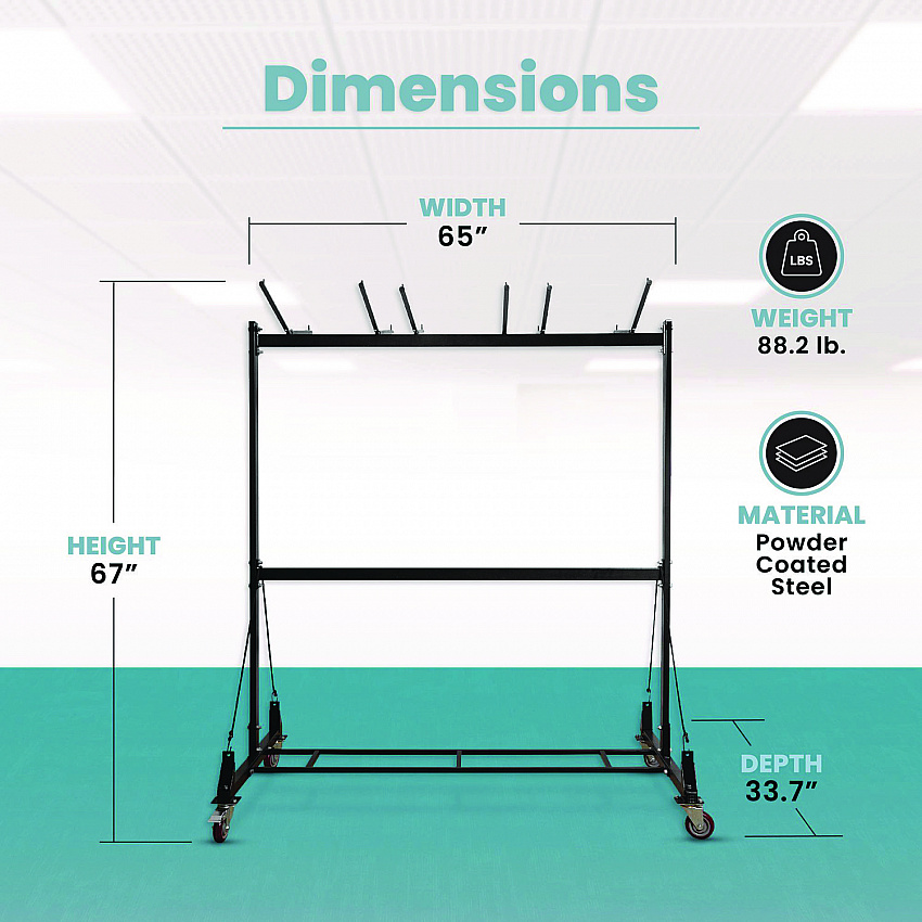 Folding Chair and Table Combo Cart, Metal, 600 lb Capacity, 33.7 x 65 x 67, Black (I69001)