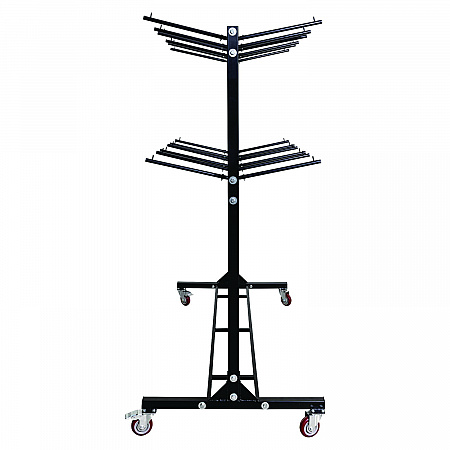 Steel Folding Chair Two-Tier Utility Cart, Metal, 1,000 lb Capacity, 33 x 65 x 68.5, Black (I69003)