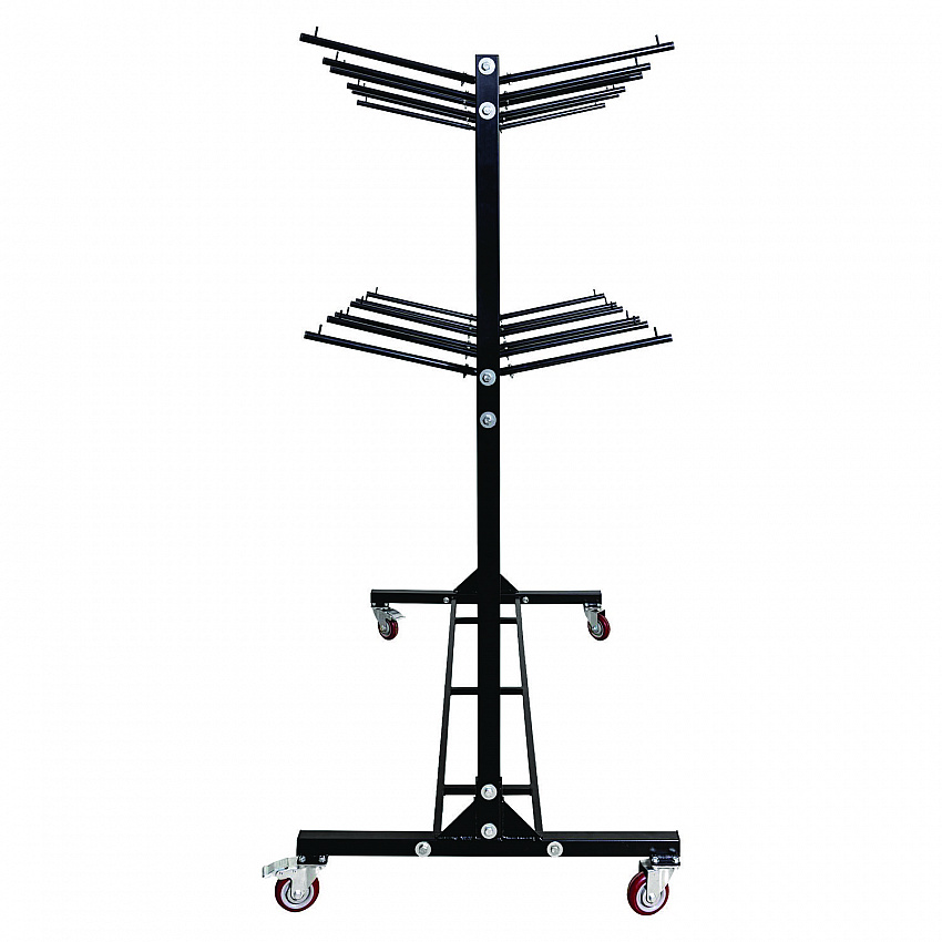 Steel Folding Chair Two-Tier Utility Cart, Metal, 1,000 lb Capacity, 33 x 65 x 68.5, Black (I69003)