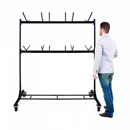 Steel Folding Chair Two-Tier Utility Cart, Metal, 1,000 lb Capacity, 33 x 65 x 68.5, Black (I69003)