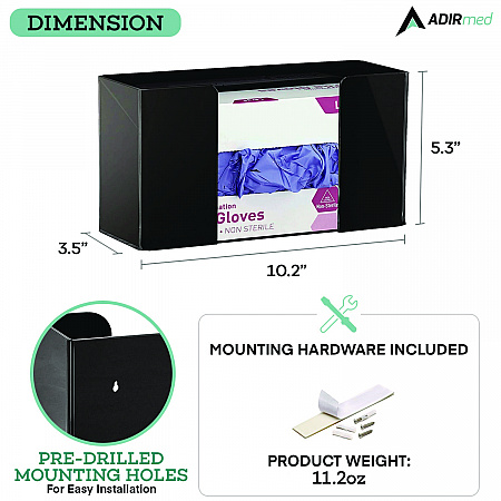 Acrylic Glove Dispenser, Single Box Capacity, 10.2 x 3.5 x 5.3, Black (I90201BLK)