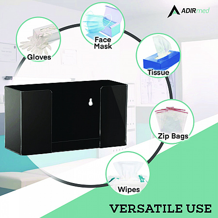 Acrylic Glove Dispenser, Single Box Capacity, 10.2 x 3.5 x 5.3, Black (I90201BLK)